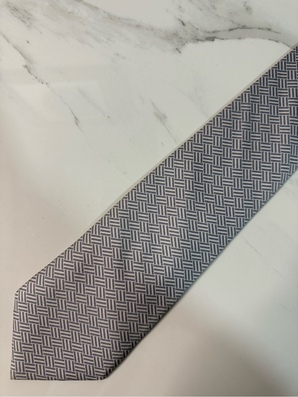 Hermes Classic Geometric Gray Tie